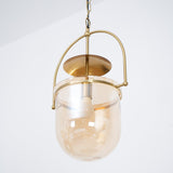 Lorford Cup Glass Pendant Light Elegant Gold Finish Hanging Ceiling Lamp for Modern Kitchens
