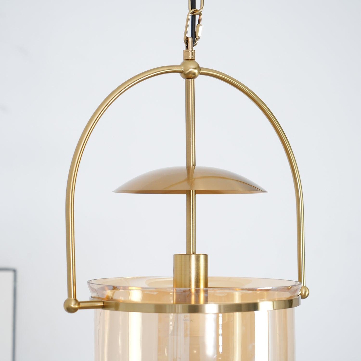 Lorford Cup Glass Pendant Light Elegant Gold Finish Hanging Ceiling Lamp for Modern Kitchens