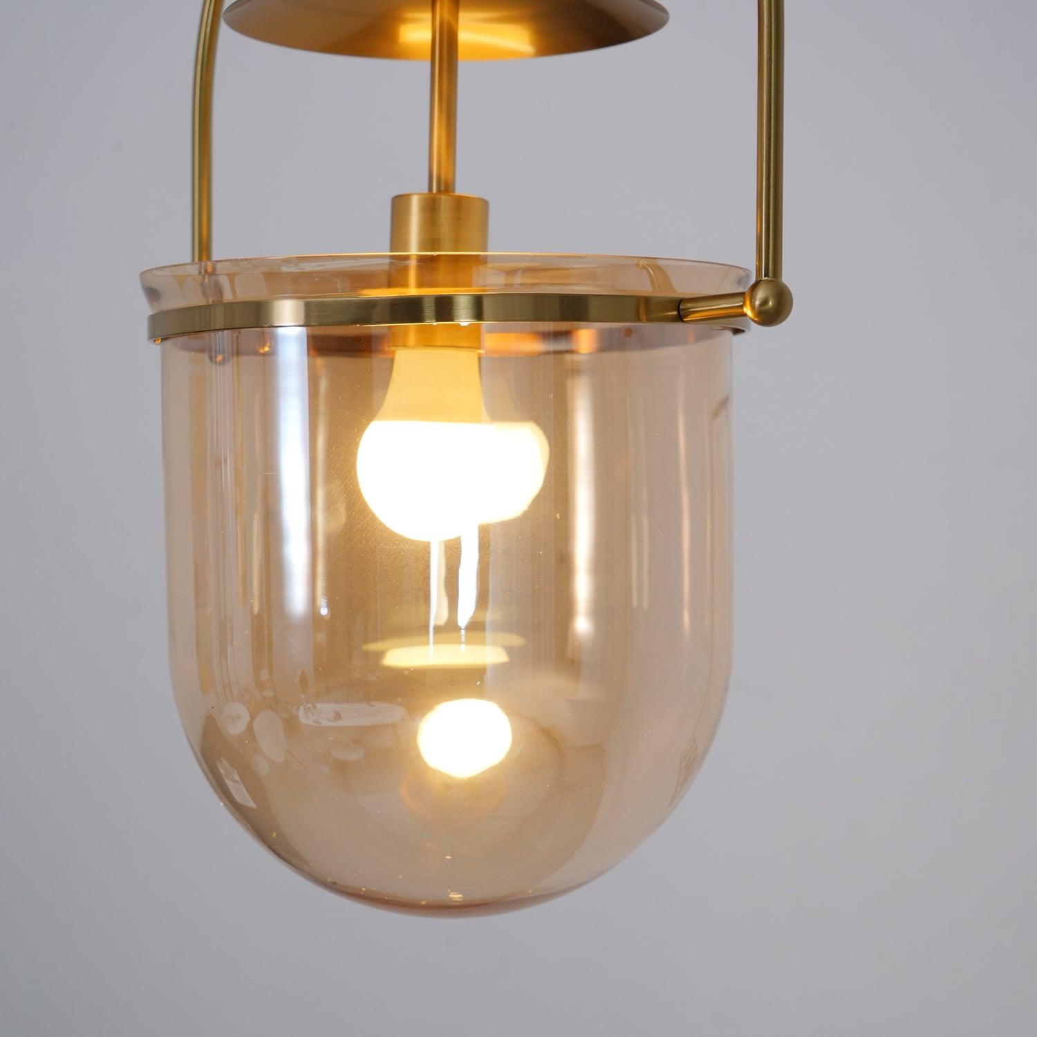 Lorford Cup Glass Pendant Light Elegant Gold Finish Hanging Ceiling Lamp for Modern Kitchens