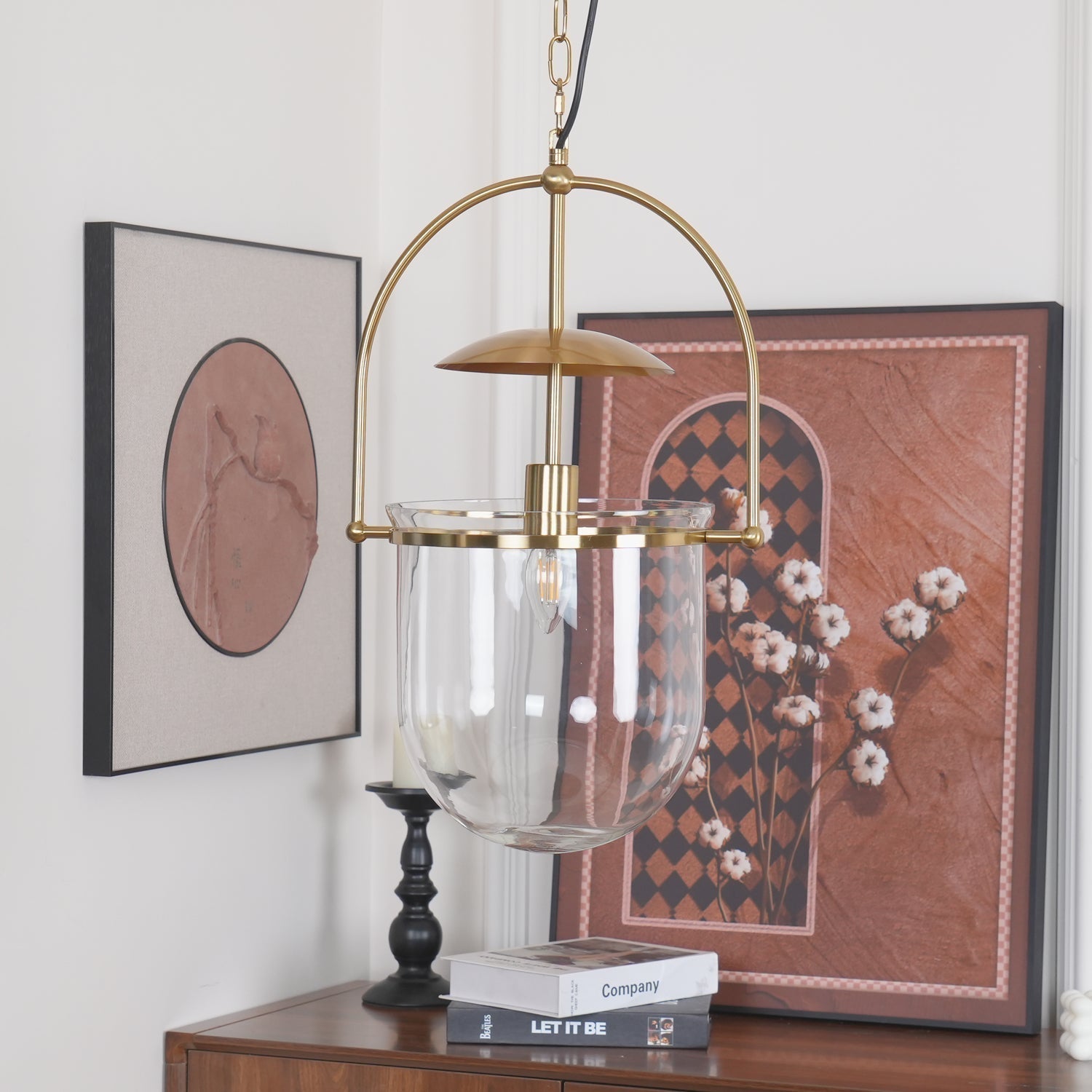 Lorford Cup Glass Pendant Light Elegant Gold Finish Hanging Ceiling Lamp for Modern Kitchens