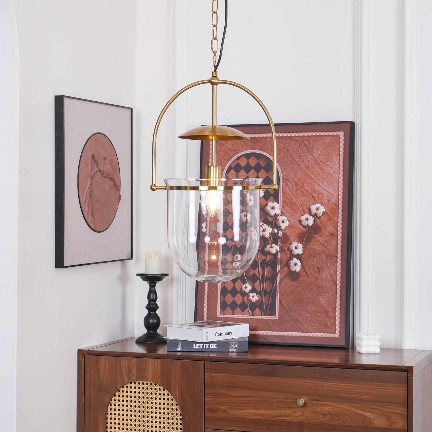 Lorford Cup Glass Pendant Light Elegant Gold Finish Hanging Ceiling Lamp for Modern Kitchens