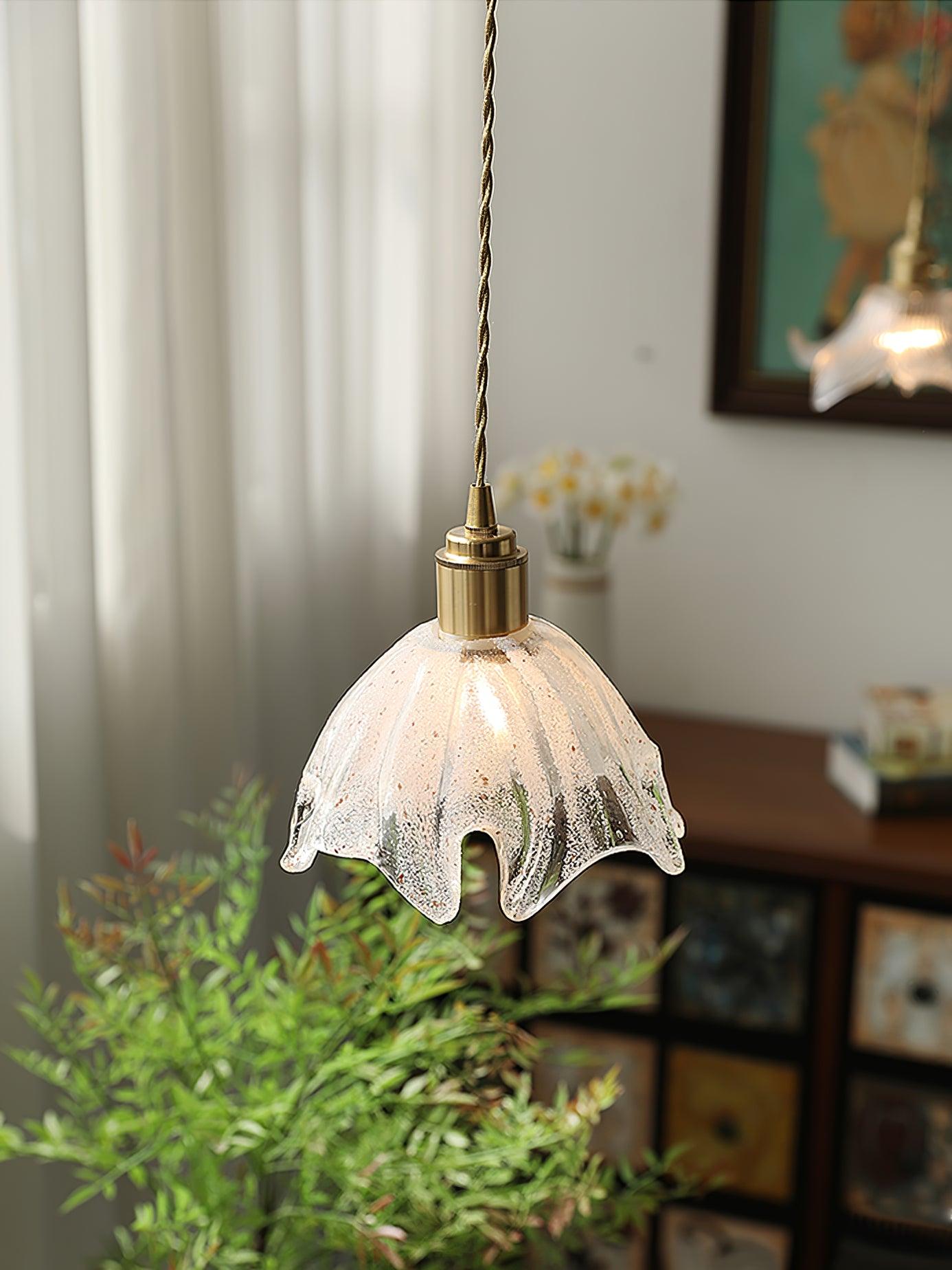 lotus-shape-brass-and-etched-crystal-glass-small-pendant-lamp-for-kitchen-and-hallway-lighting