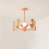 Lovely Deer Animal Themed Wooden Chandelier Ceiling Light for Kids Bedroom and Playroom