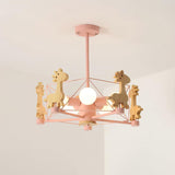 Lovely Deer Animal Themed Wooden Chandelier Ceiling Light for Kids Bedroom and Playroom