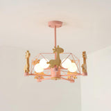 Lovely Deer Animal Themed Wooden Chandelier Ceiling Light for Kids Bedroom and Playroom