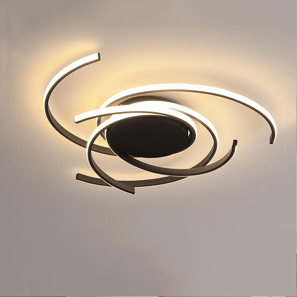 22 Inch Modern Semicircle LED Flush Mount Ceiling Light for Bedroom Artistic Aluminum Fixture