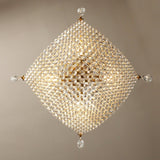 Luxurious Crystal Crown Chandelier Copper Plated Hemispherical Pendant Lighting