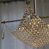 Luxurious Crystal Crown Chandelier Copper Plated Hemispherical Pendant Lighting
