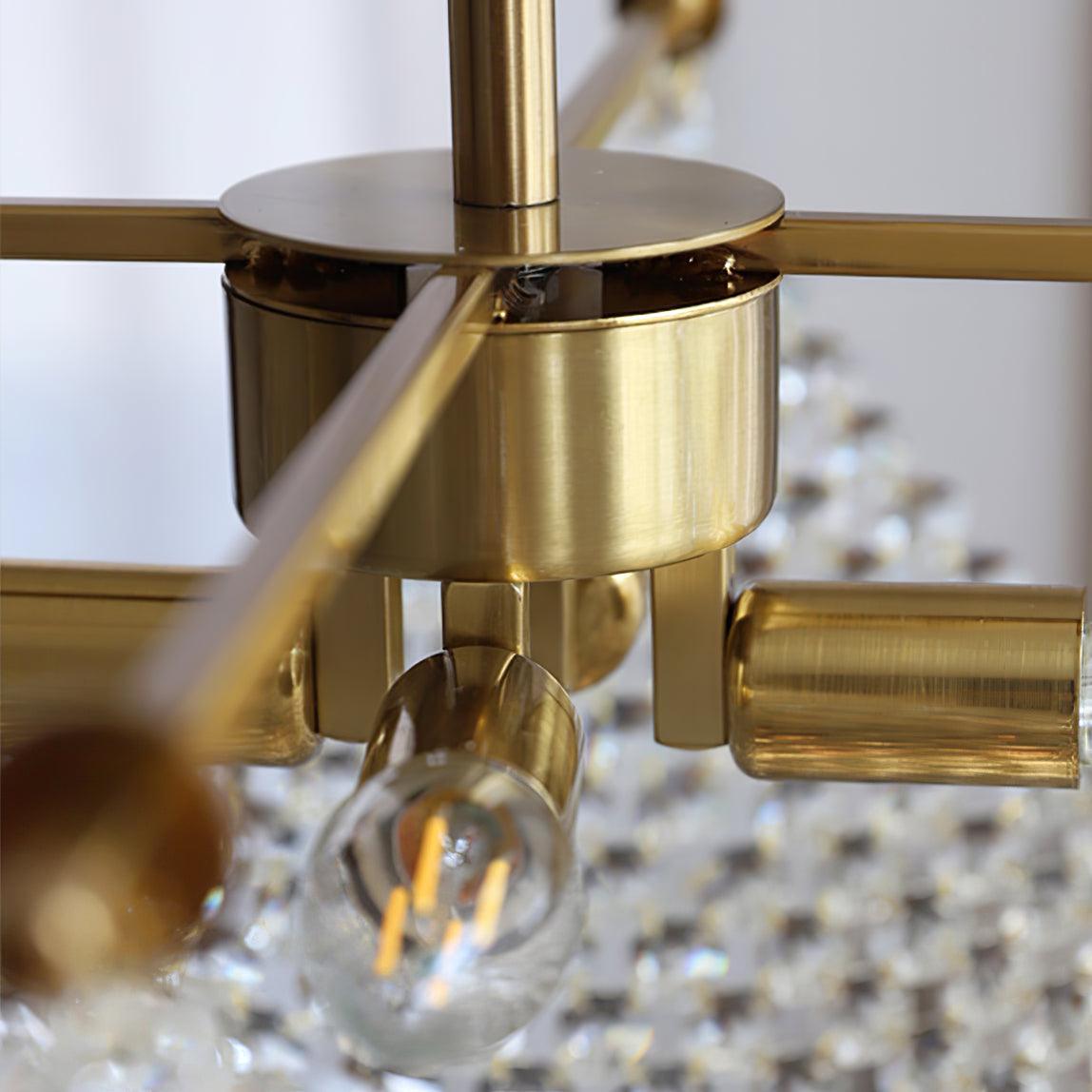 Luxurious Crystal Crown Chandelier Copper Plated Hemispherical Pendant Lighting