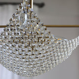 Luxurious Crystal Crown Chandelier Copper Plated Hemispherical Pendant Lighting