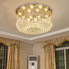 Luxury 16 Light Crystal Drum Flush Mount LED Chandelier 5 Tier White Glass Ceiling Fixture