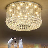 Luxury 16 Light Crystal Drum Flush Mount LED Chandelier 5 Tier White Glass Ceiling Fixture