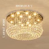 Luxury 16 Light Crystal Drum Flush Mount LED Chandelier 5 Tier White Glass Ceiling Fixture