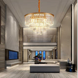 Luxury 4 Layer Crystal Chandelier Modern Metal Pendant Light for Entryway and Dining Room
