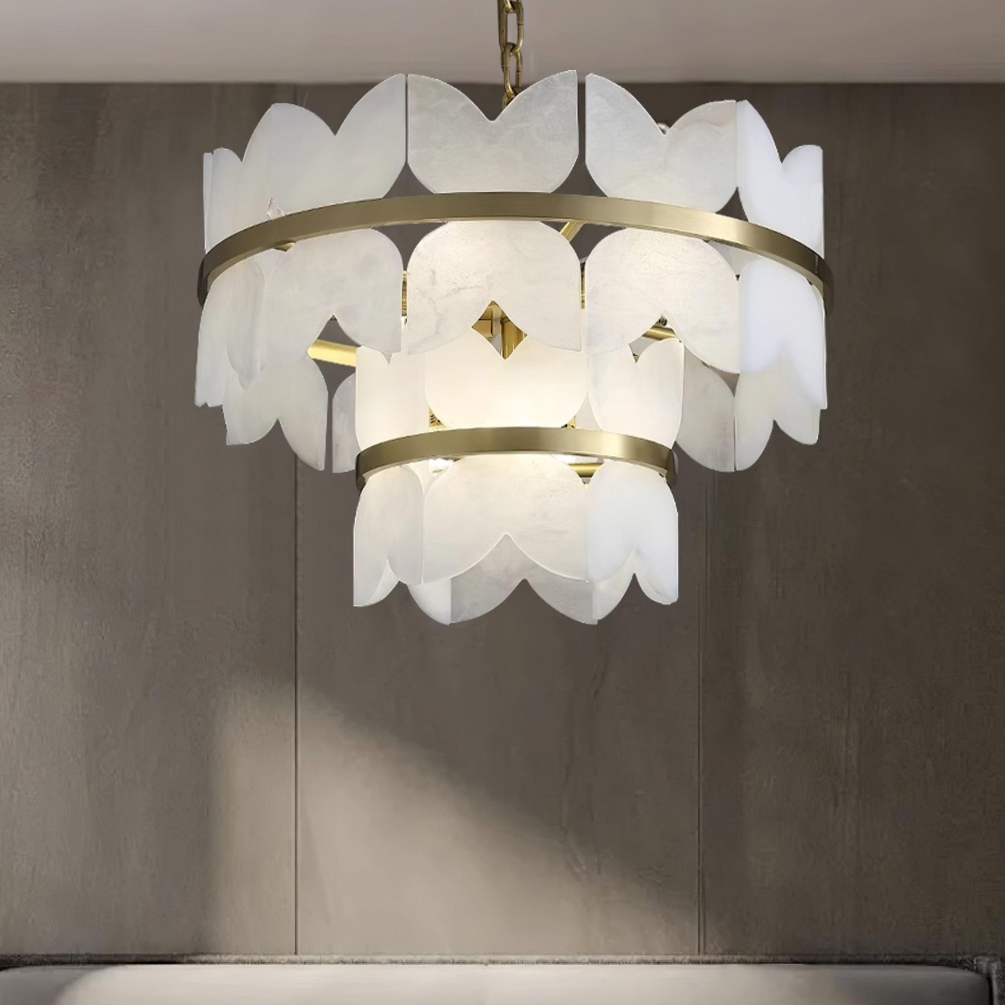 Luxury Alabaster Cloudscape Chandelier Brass Finished Modern Ceiling Pendant Fixture