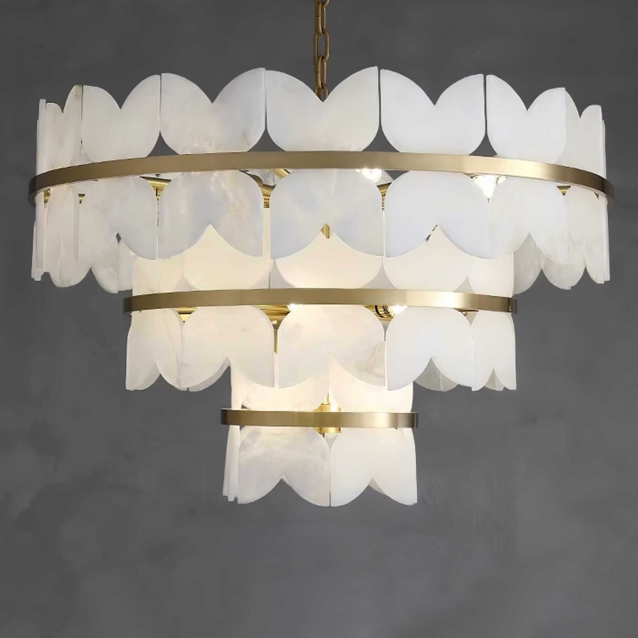 Luxury Alabaster Cloudscape Chandelier Brass Finished Modern Ceiling Pendant Fixture