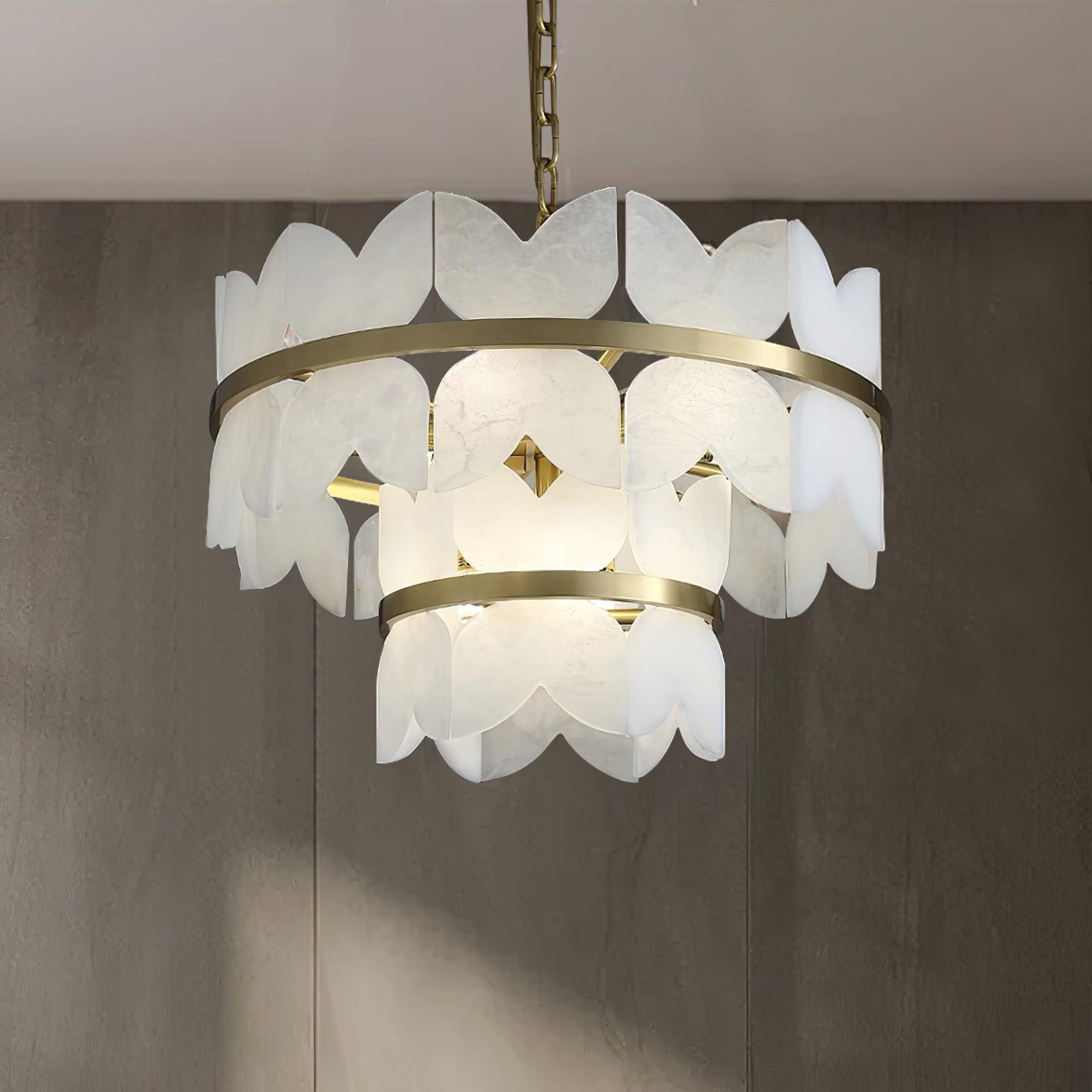 Luxury Alabaster Cloudscape Chandelier Brass Finished Modern Ceiling Pendant Fixture
