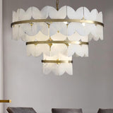 Luxury Alabaster Cloudscape Chandelier Brass Finished Modern Ceiling Pendant Fixture