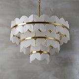 Luxury Alabaster Cloudscape Chandelier Brass Finished Modern Ceiling Pendant Fixture