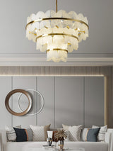 Luxury Alabaster Cloudscape Chandelier Brass Finished Modern Ceiling Pendant Fixture
