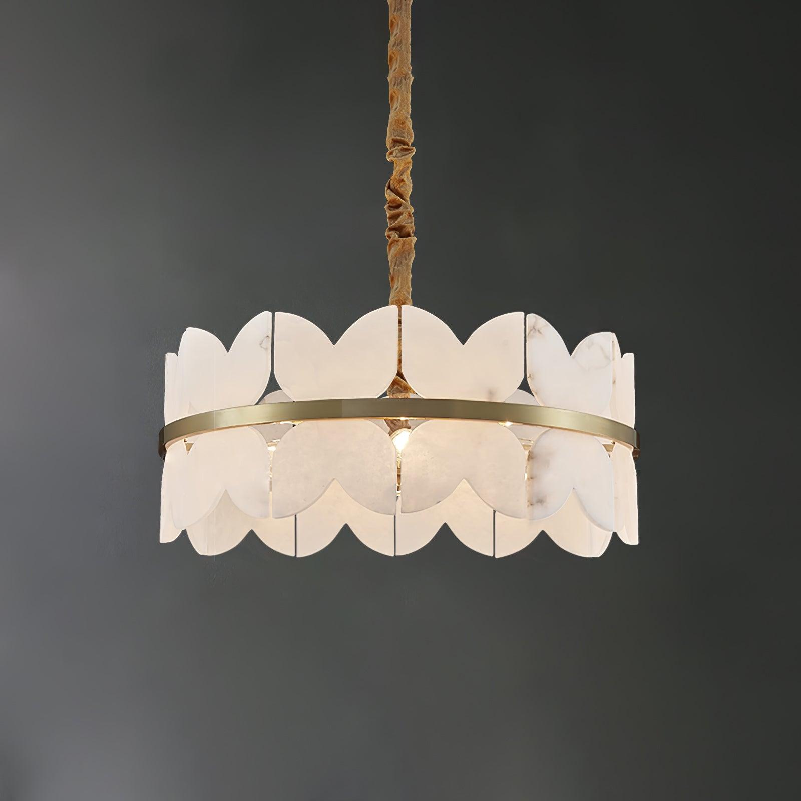 Luxury Alabaster Cloudscape Chandelier Brass Finished Modern Ceiling Pendant Fixture