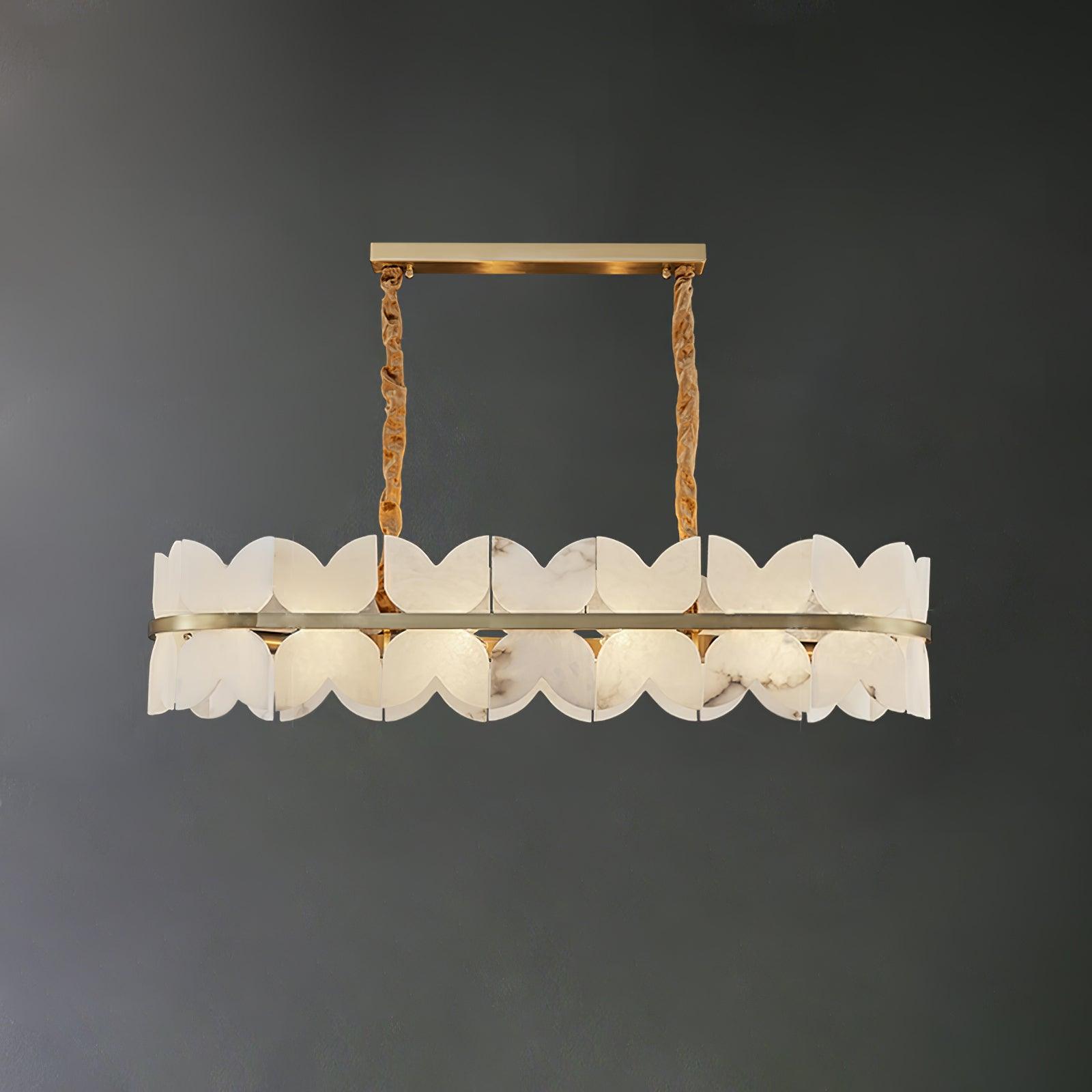 Luxury Alabaster Cloudscape Chandelier Brass Finished Modern Ceiling Pendant Fixture
