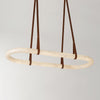Luxury Alabaster Ring Chandelier with Brown Leather Straps and Integrated LED