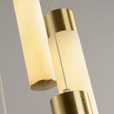 Luxury Alabaster Stone Cylinder Pendant Chandelier with Brass Fittings for Grand Entryways