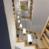 Luxury Alabaster Stone Cylinder Pendant Chandelier with Brass Fittings for Grand Entryways