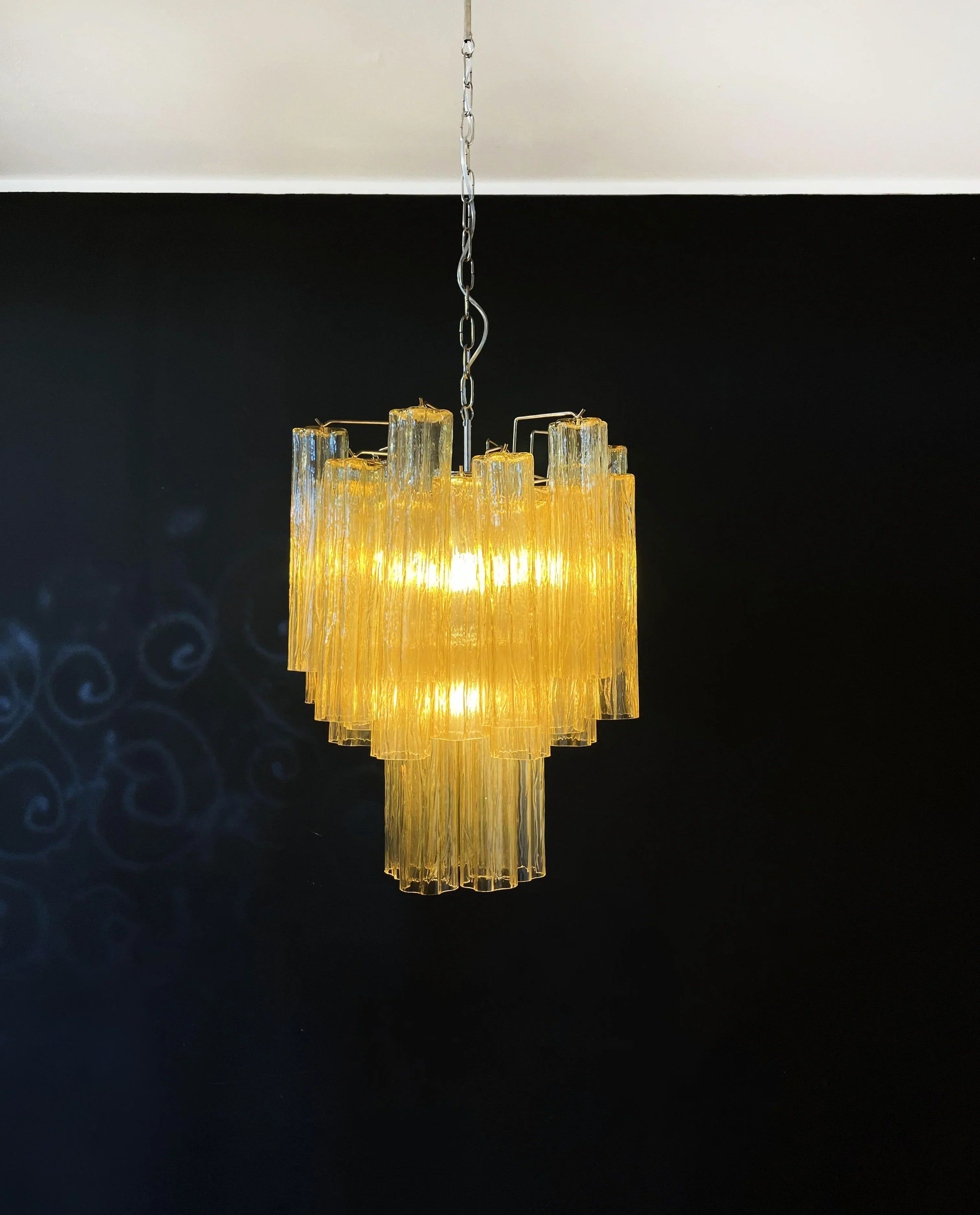 luxury-amber-glass-tube-chandelier-modern-murano-style-pendant-light-with-metal-frame