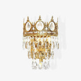 Luxury Antique Crystal Wall Sconce Set of 2 Brass and Glass Droplet Indoor Lighting Fixtures