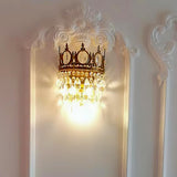 Luxury Antique Crystal Wall Sconce Set of 2 Brass and Glass Droplet Indoor Lighting Fixtures