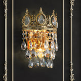 Luxury Antique Crystal Wall Sconce Set of 2 Brass and Glass Droplet Indoor Lighting Fixtures