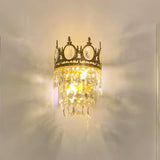 Luxury Antique Crystal Wall Sconce Set of 2 Brass and Glass Droplet Indoor Lighting Fixtures