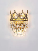 Luxury Antique Crystal Wall Sconce Set of 2 Brass and Glass Droplet Indoor Lighting Fixtures