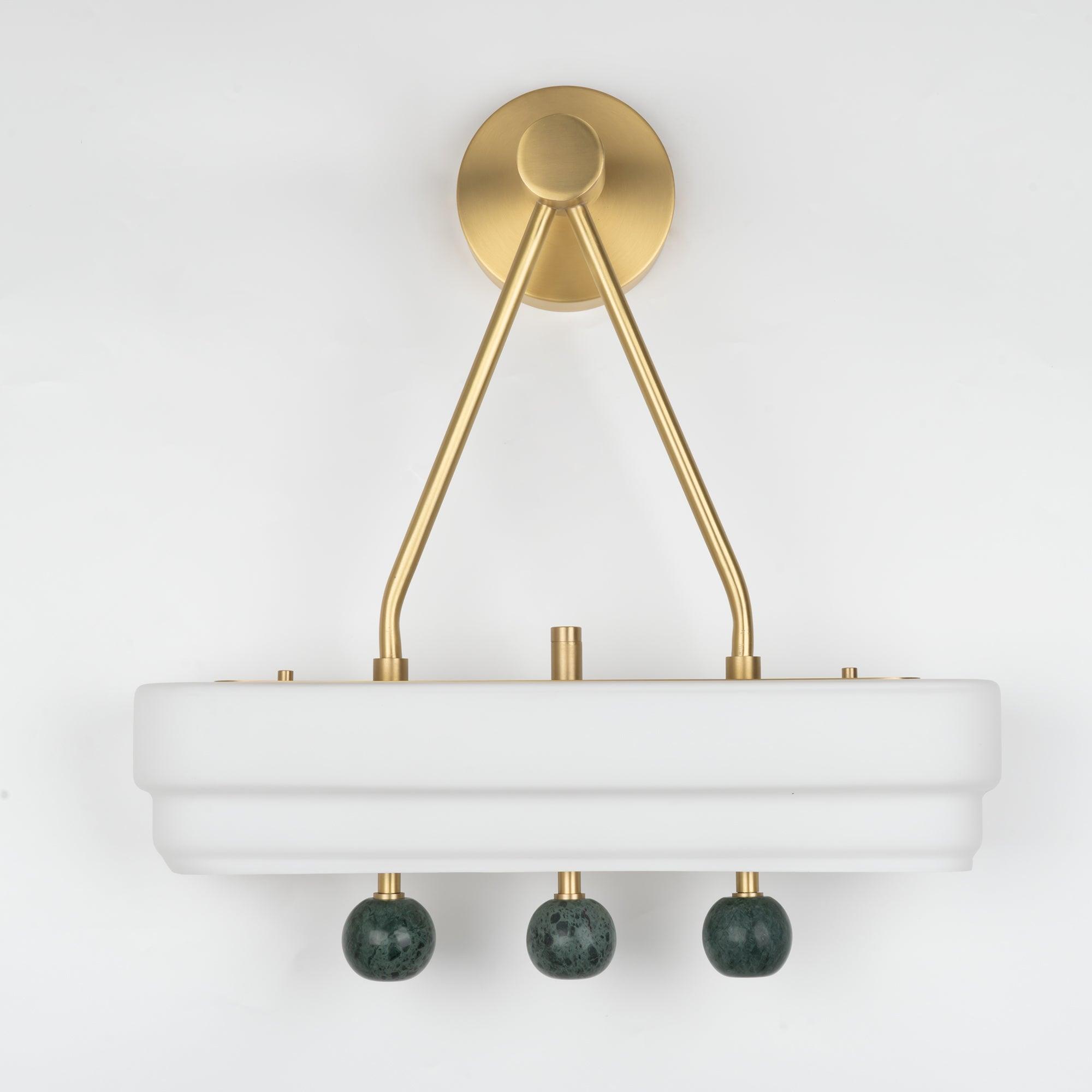 Luxury Art Deco Spate Wall Sconce with Marble Spheres and Opal Glass Shade