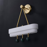 Luxury Art Deco Spate Wall Sconce with Marble Spheres and Opal Glass Shade