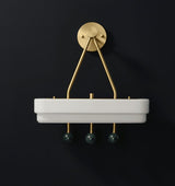 Luxury Art Deco Spate Wall Sconce with Marble Spheres and Opal Glass Shade