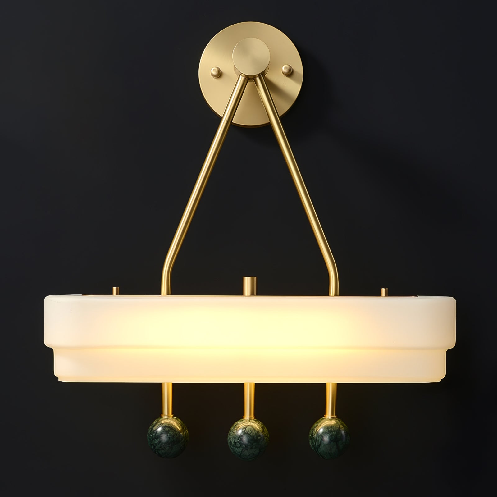 Luxury Art Deco Spate Wall Sconce with Marble Spheres and Opal Glass Shade