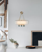 Luxury Art Deco Spate Wall Sconce with Marble Spheres and Opal Glass Shade