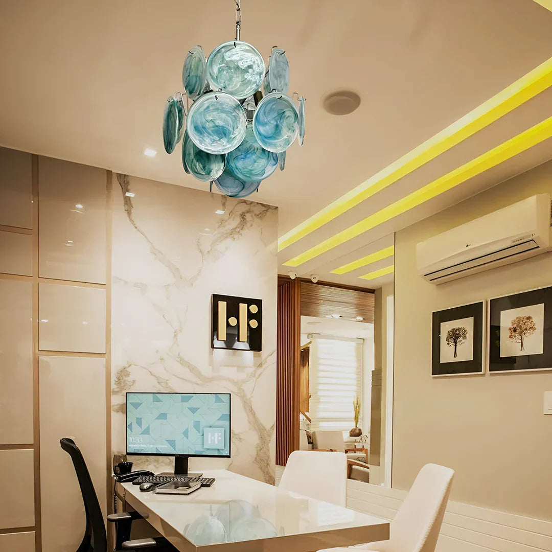 luxury-blue-murano-glass-disk-chandelier-vintage-style-lighting-for-dining-room