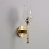 Luxury Brass Bracket Light Wall Sconce with Faceted Ribbed Glass Shade Set of 2