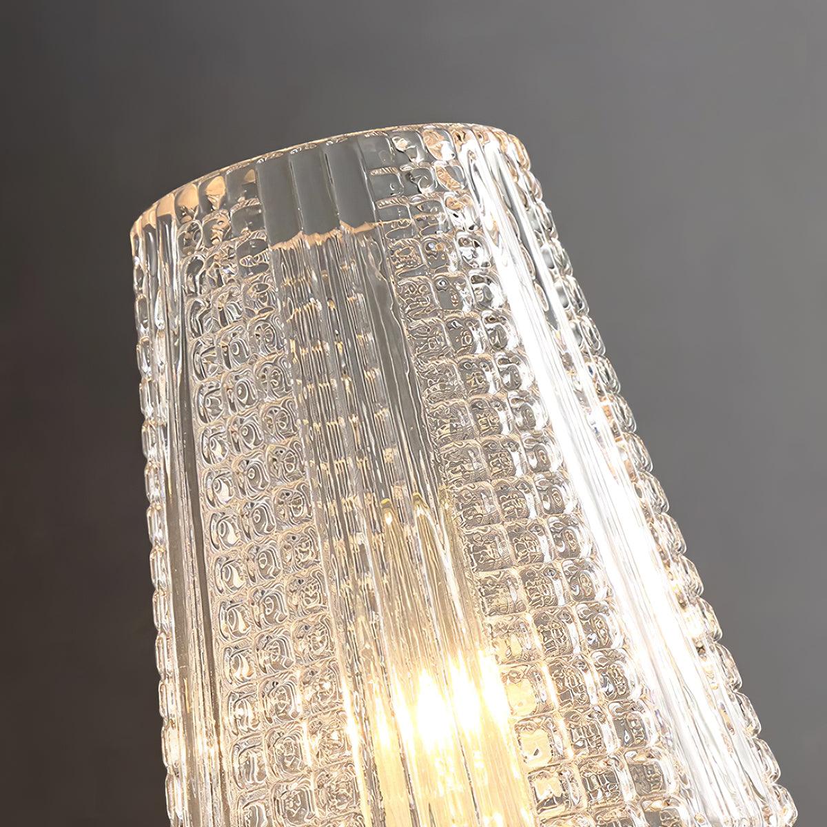 Luxury Brass Bracket Light Wall Sconce with Faceted Ribbed Glass Shade Set of 2