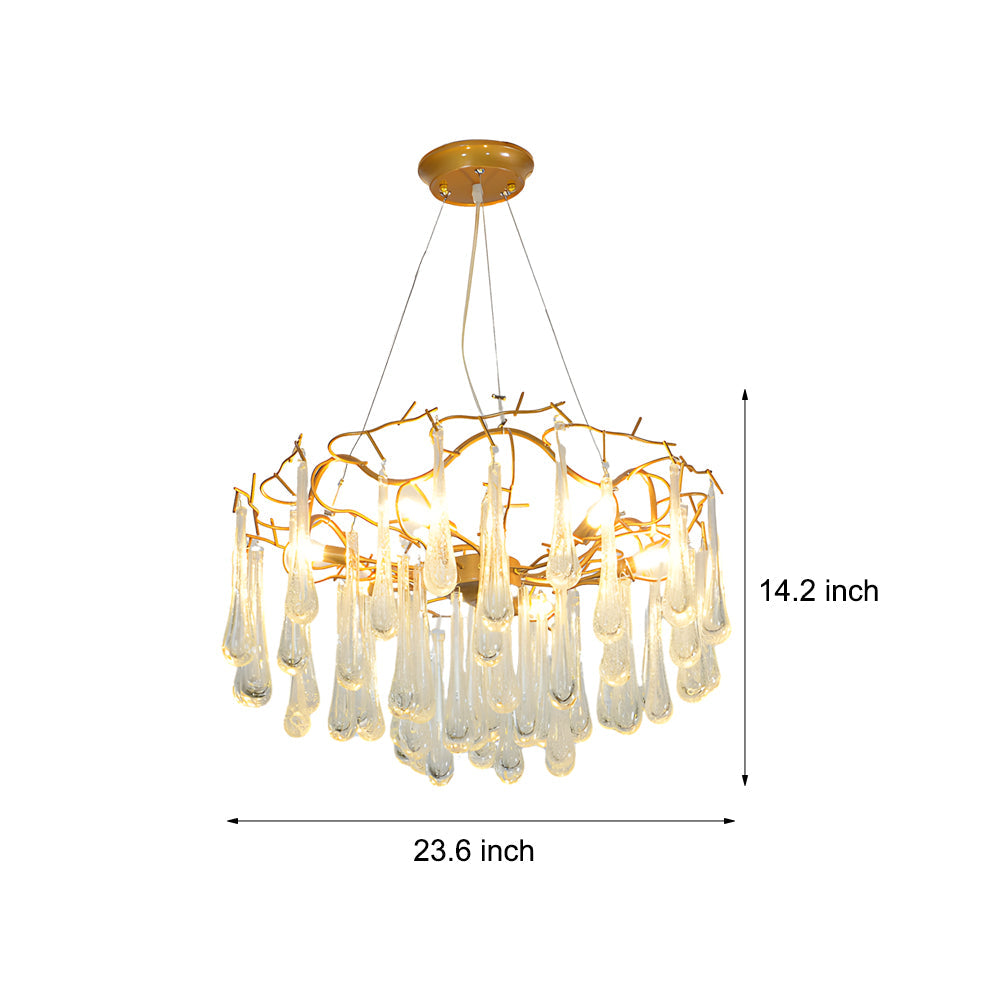 Luxury Bubble Crystal Raindrop Chandelier Modern Gold Tree Branch Hanging Light Fixture