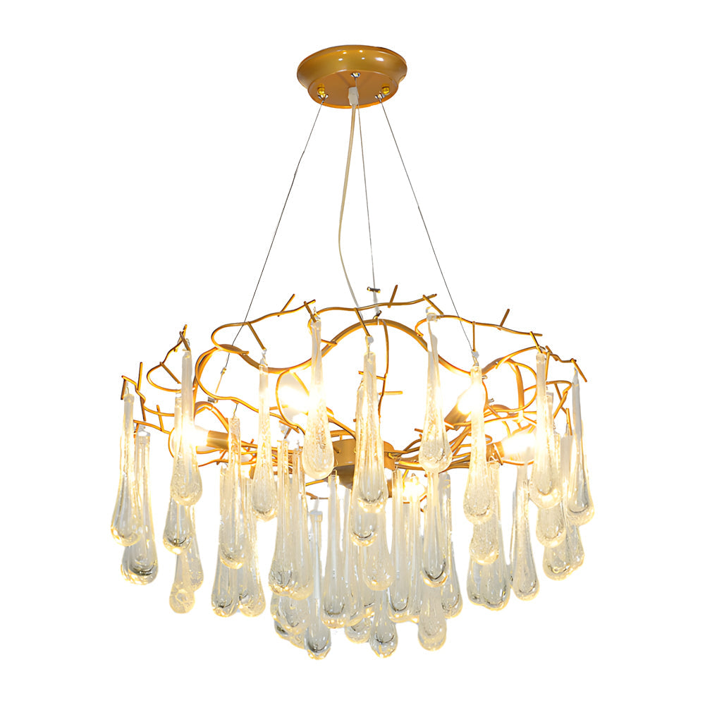 Luxury Bubble Crystal Raindrop Chandelier Modern Gold Tree Branch Hanging Light Fixture