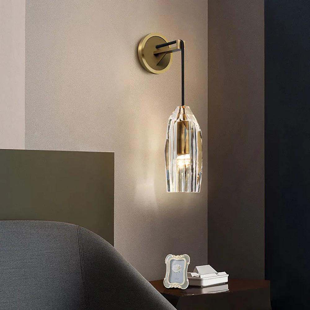 Luxury Chatelet Hand Carved Crystal and Polished Brass Wall Sconce Lighting