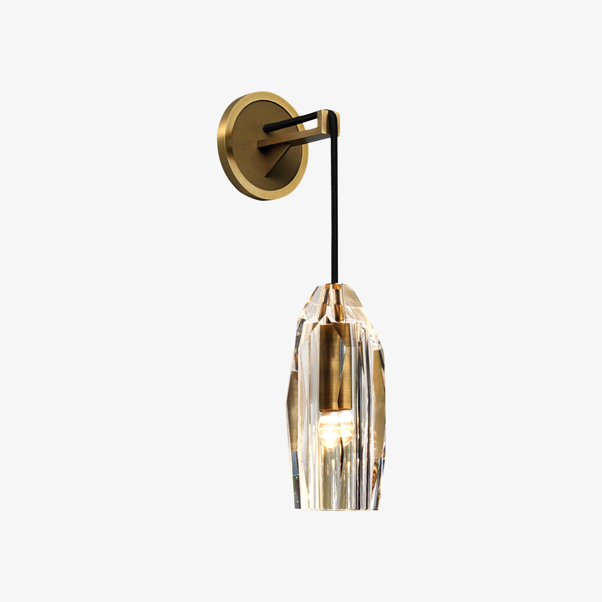Luxury Chatelet Hand Carved Crystal and Polished Brass Wall Sconce Lighting