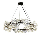 Luxury Circle Flower Crystal Chandelier Electroplated Metal LED Pendant Light Fixture for Modern Homes