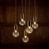 Luxury Clear Crystal Glass LED Pendant Lamp with Brass Fixture for Indoor Decor