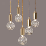 Luxury Clear Crystal Glass LED Pendant Lamp with Brass Fixture for Indoor Decor